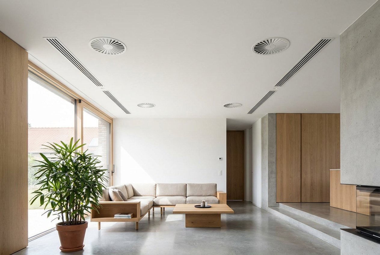 Ventilatieroosters in modern interieur